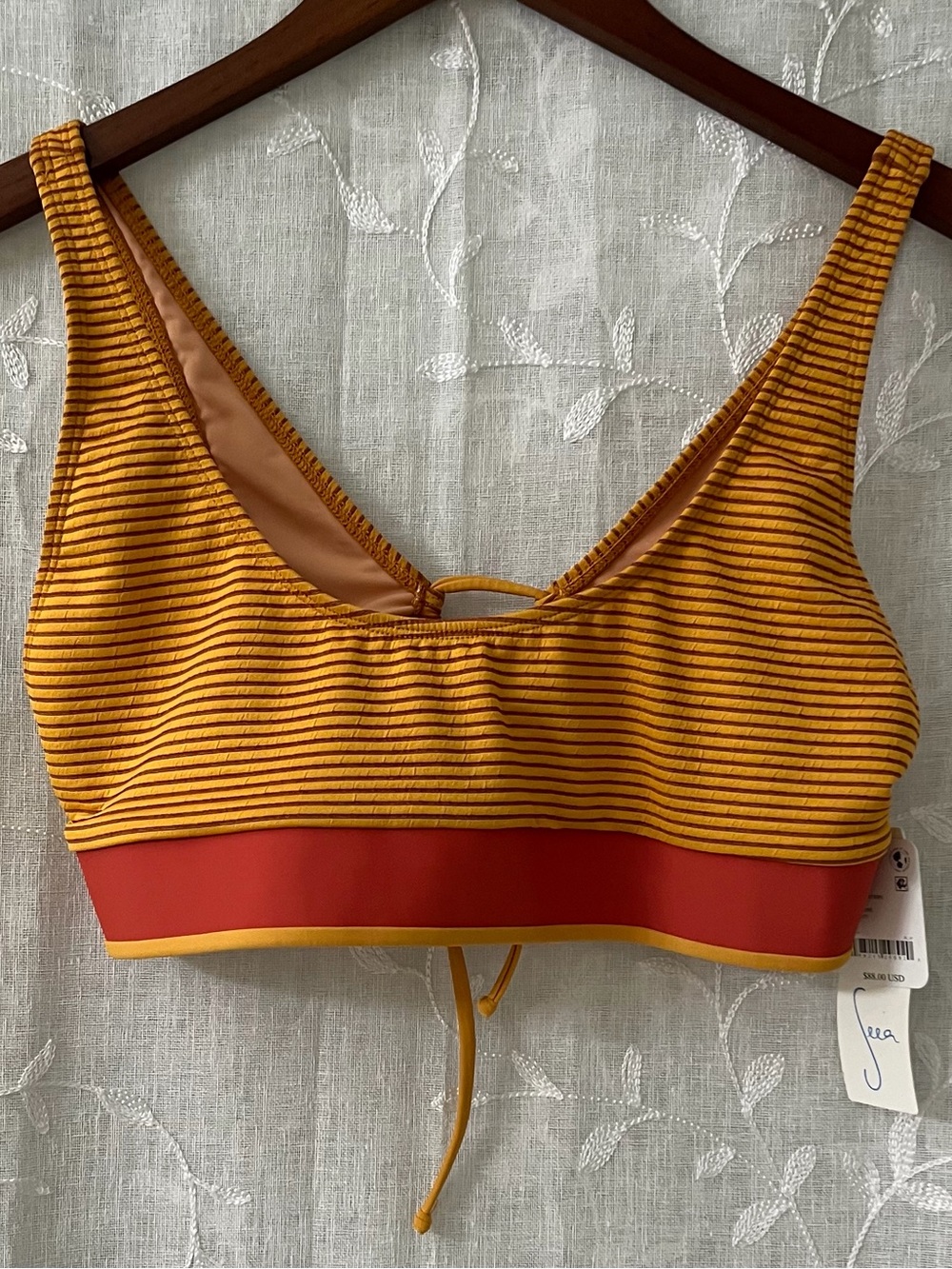 Free People Movement & Rust Striped Bikini Top Size XL